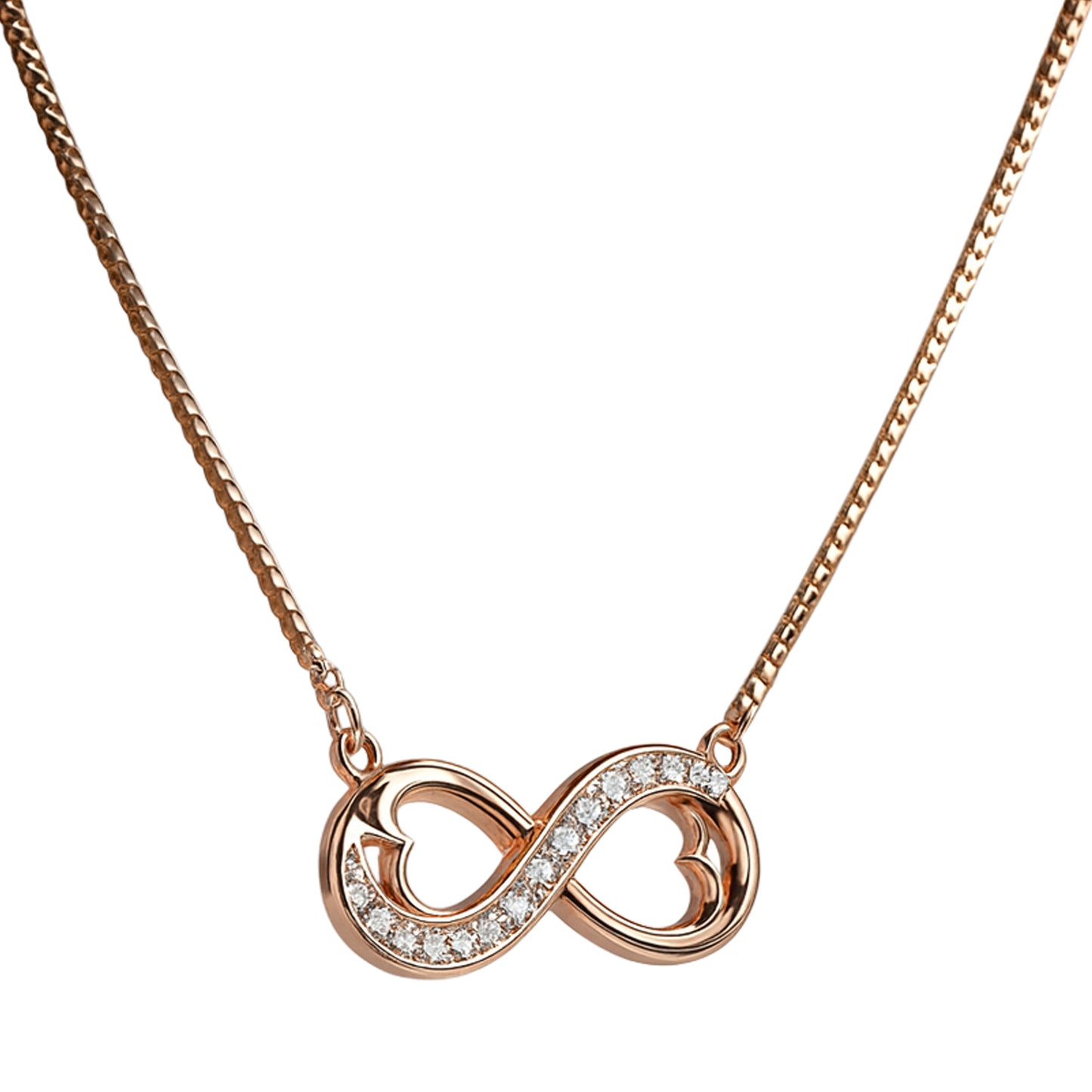 Rose Gold Infinity Heart Necklace in 925 Sterling Silver – Endless Love
