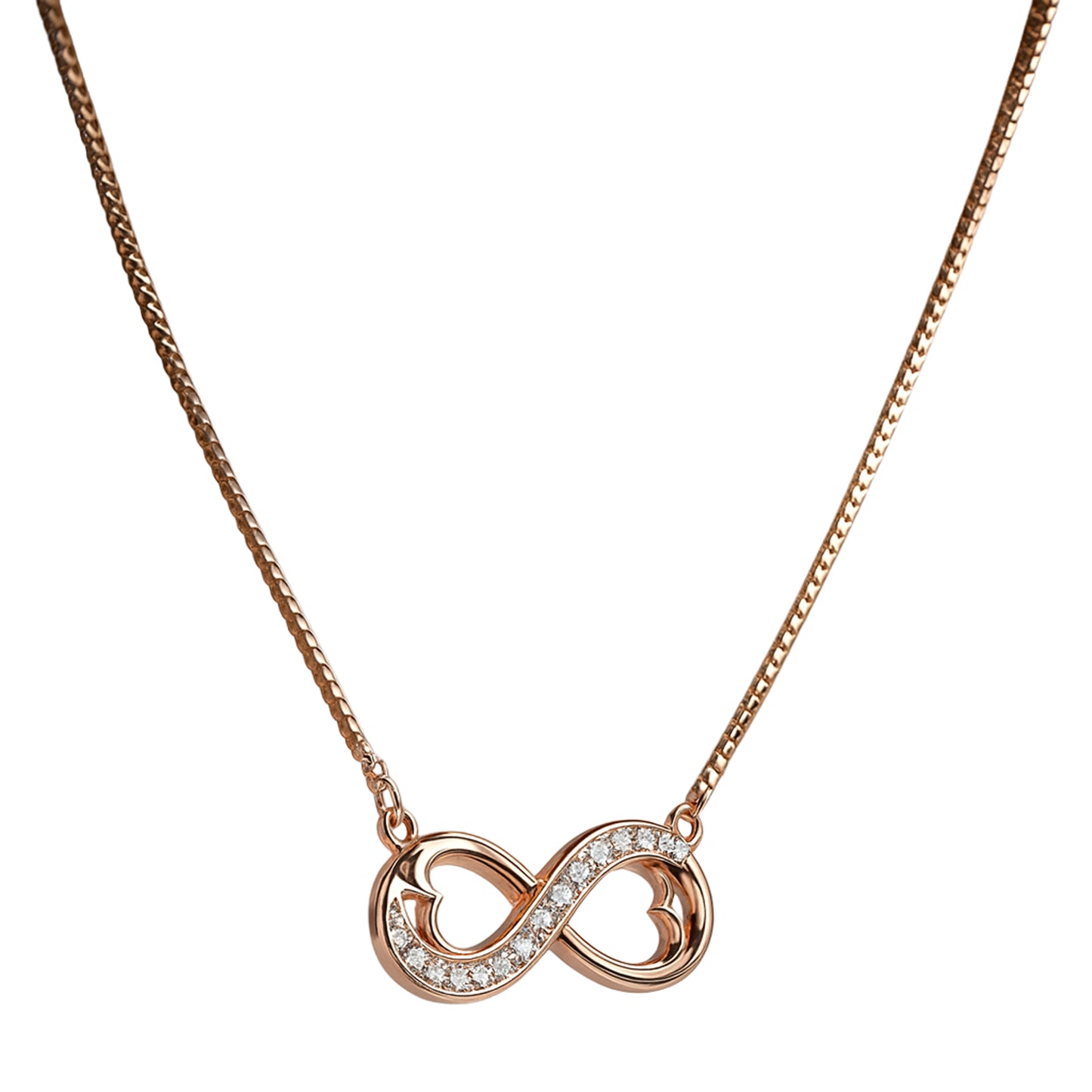 Rose Gold Infinity Heart Necklace in 925 Sterling Silver – Endless Love