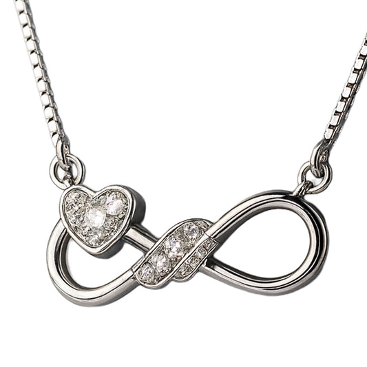 Infinity Pendant Necklace with Solitaire in 925 Sterling Silver – Eternal Sparkle