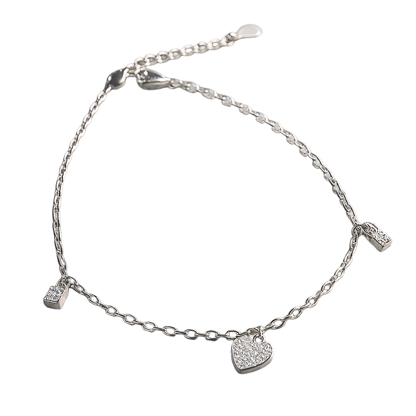 Silver Heart Charm Anklet