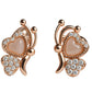 925 Sterling Silver Rose Gold Plated Butterfly Heart Earrings with CZ Stones