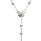 Butterfly Pearl Drop Y Necklace in 925 Sterling Silver