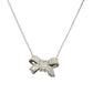 Elegant Bow Pendant Necklace in 925 Sterling Silver with Sparkling CZ Stones