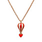 Hot Air Balloon Pendant Necklace in 925 Sterling Silver with Red Enamel & Rose Gold Finish