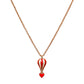 Hot Air Balloon Pendant Necklace in 925 Sterling Silver with Red Enamel & Rose Gold Finish