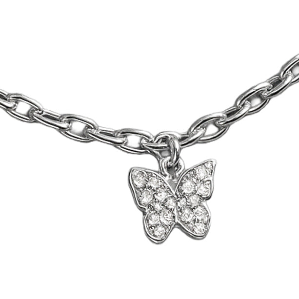 Moon & Butterfly Charm Silver Anklet