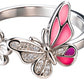 925 Sterling Silver Pink Butterfly and Flower Ring