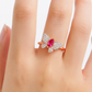 925 Sterling Silver Rose Gold Butterfly Ring with Ruby & CZ Stones