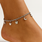 Moon & Butterfly Charm Silver Anklet