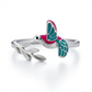 925 Sterling Silver Enamel Hummingbird Ring