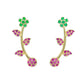 Dual Tone Pink & Green Floral Vine Ear Cuff / Bluetooth Earring – Gold Plated 925 Sterling Silver