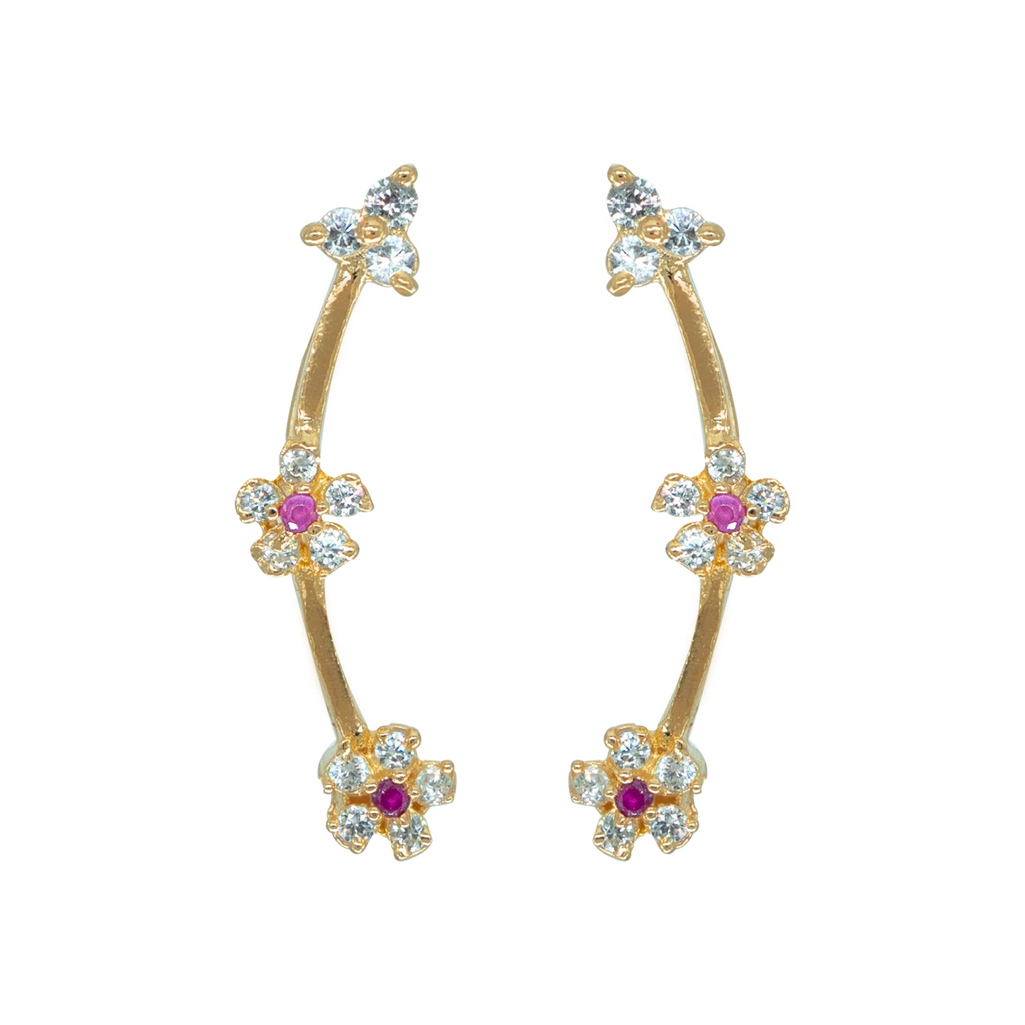 CZ Floral Bloom Ear Cuff / Bluetooth Earring – Gold Plated 925 Sterling Silver