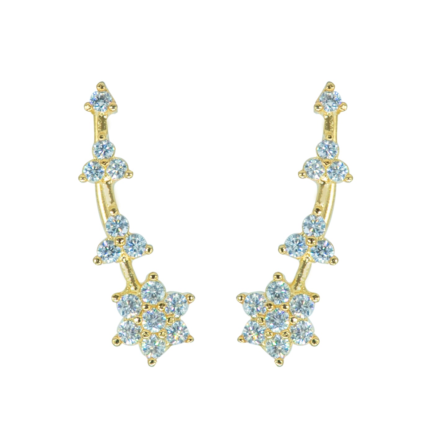 CZ Star Cluster Ear Cuff / Bluetooth Earring – Gold Plated 925 Sterling Silver