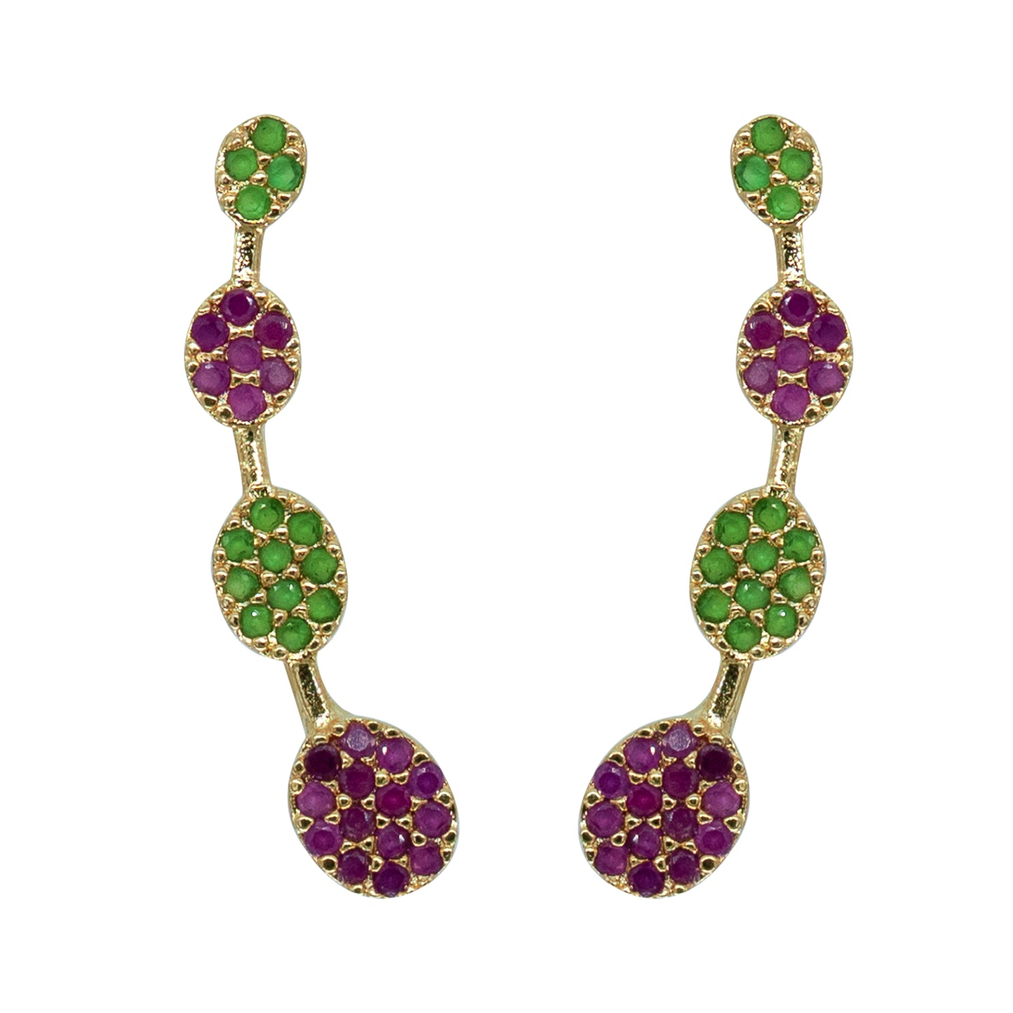 Dual Tone CZ Circle Ear Cuff / Bluetooth Earring – Gold Plated 925 Sterling Silver