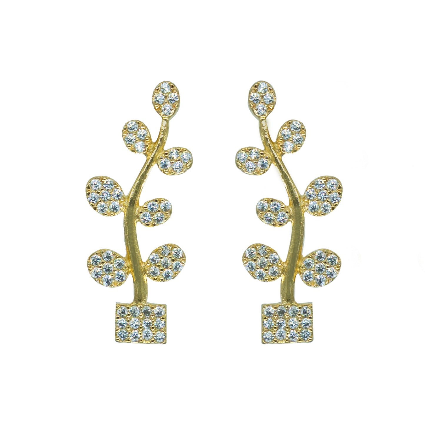 CZ Leafy Vine Ear Cuff / Bluetooth Earring – Gold Plated 925 Sterling Silver