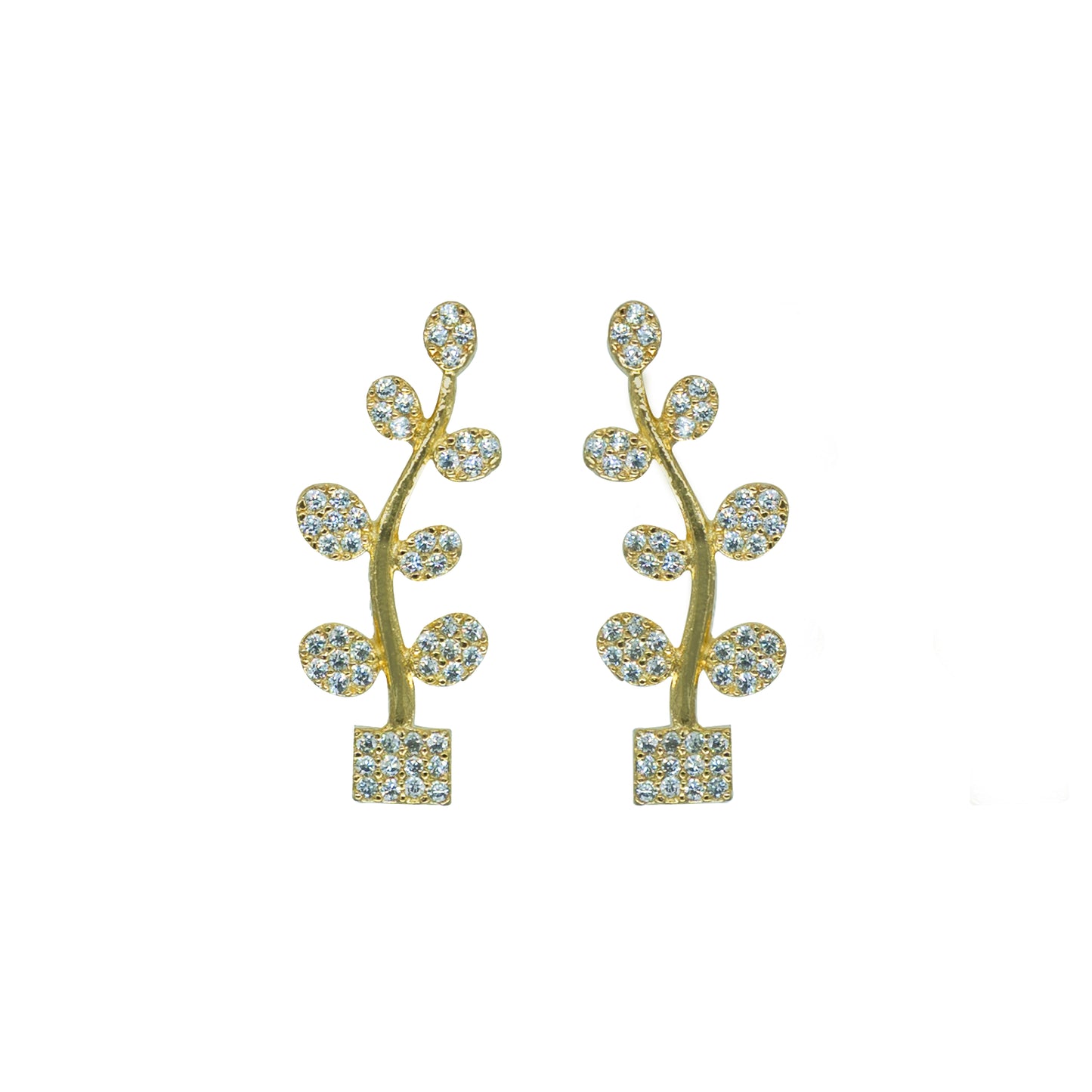CZ Leafy Vine Ear Cuff / Bluetooth Earring – Gold Plated 925 Sterling Silver