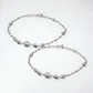 925 Sterling Silver Textured Round Bead Anklet Pair for Women