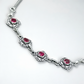 925 Sterling Silver Ruby Floral Anklet Pair for Women