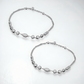 925 Sterling Silver Textured Bead Dual Chain Anklet Pair for Women
