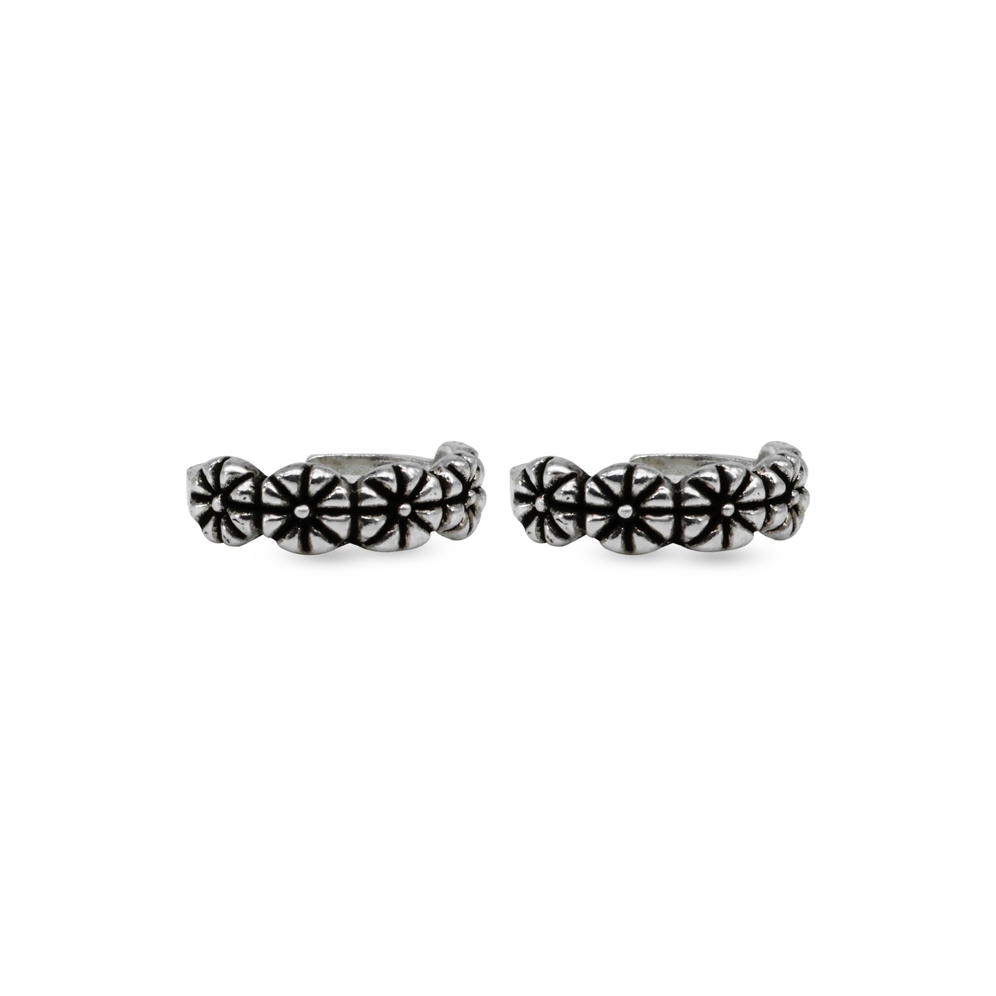 Vintage Floral Band Toe Ring – Oxidized 925 Sterling Silver