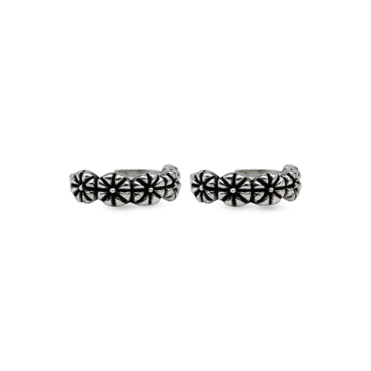 Vintage Floral Band Toe Ring – Oxidized 925 Sterling Silver