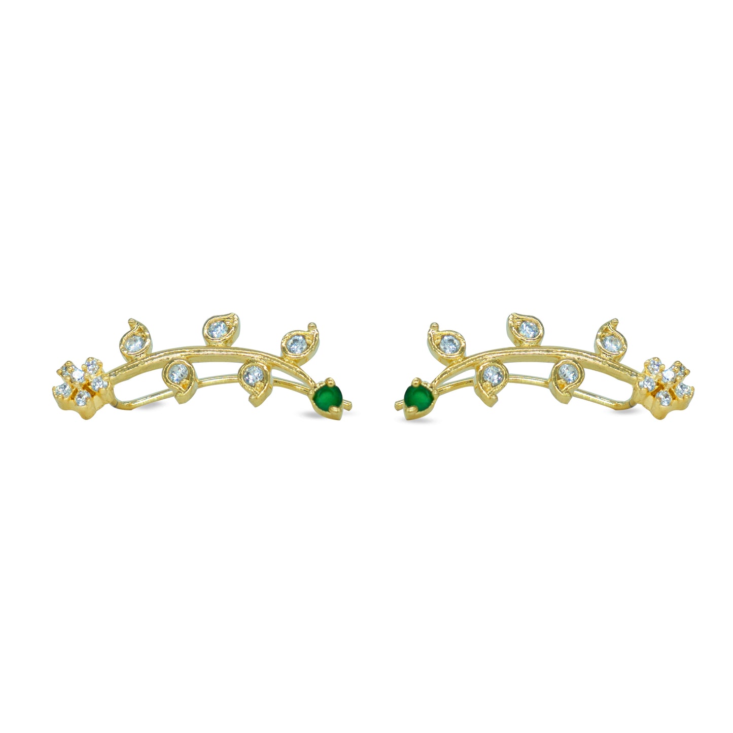 Green Leaf Vine Ear Cuff / Bluetooth Earring – Gold Plated 925 Sterling Silver