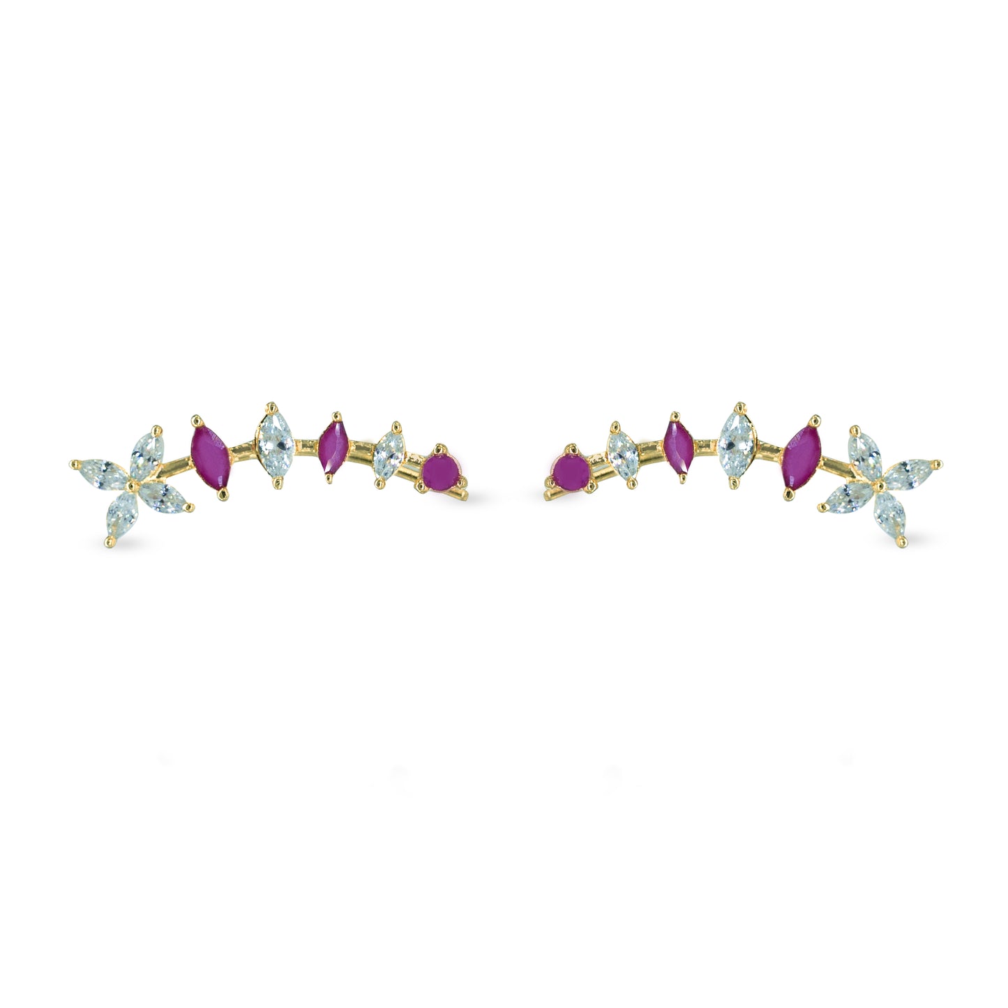 Dual-Tone Leaf Blossom Ear Cuff / Bluetooth Earring – Gold Plated 925 Sterling Silver