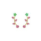 Dual Tone Pink & Green Floral Vine Ear Cuff / Bluetooth Earring – Gold Plated 925 Sterling Silver