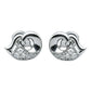 925 Sterling Silver Wave Stud Earrings with Zircon Stone Accents