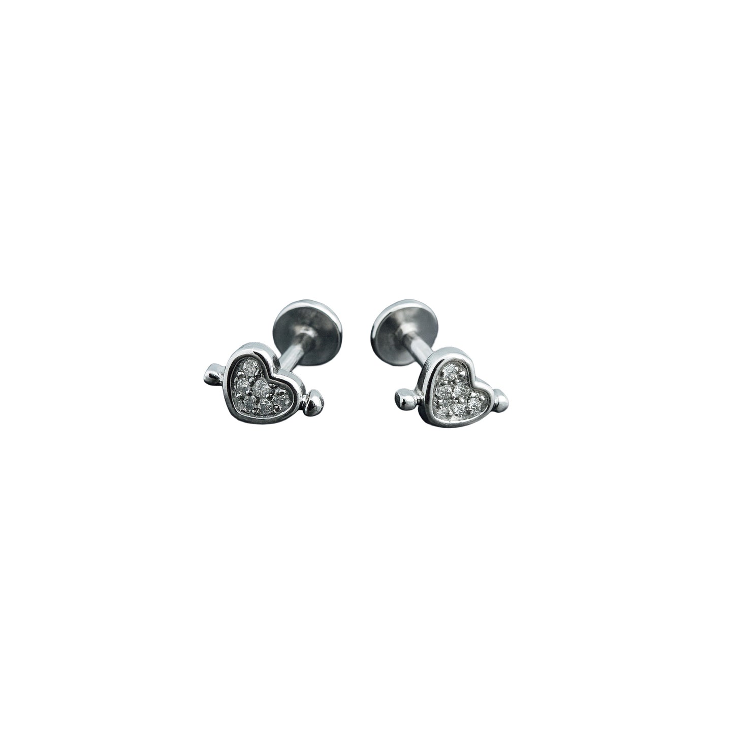 925 Sterling Silver Heart Stud Earrings with Zircon Stones