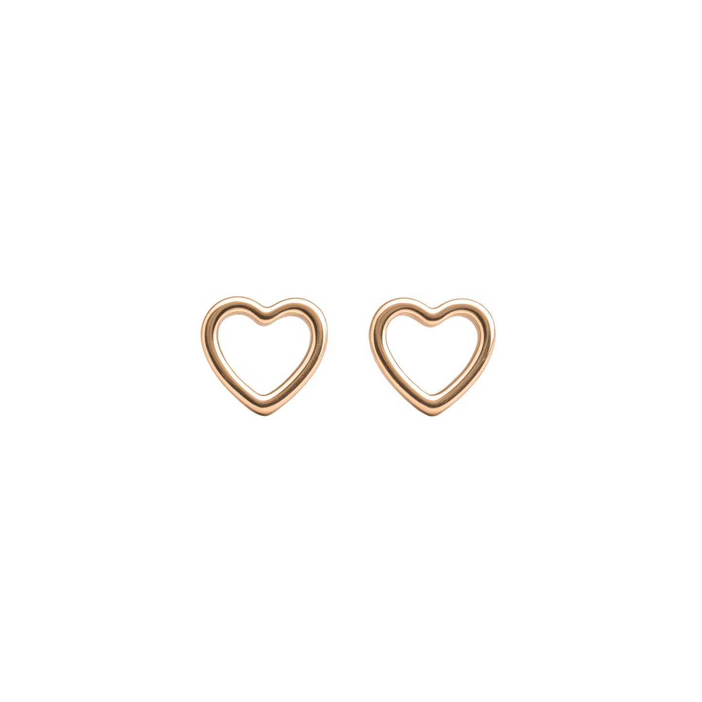 925 Sterling Silver Open Heart Rose Gold Stud Earrings