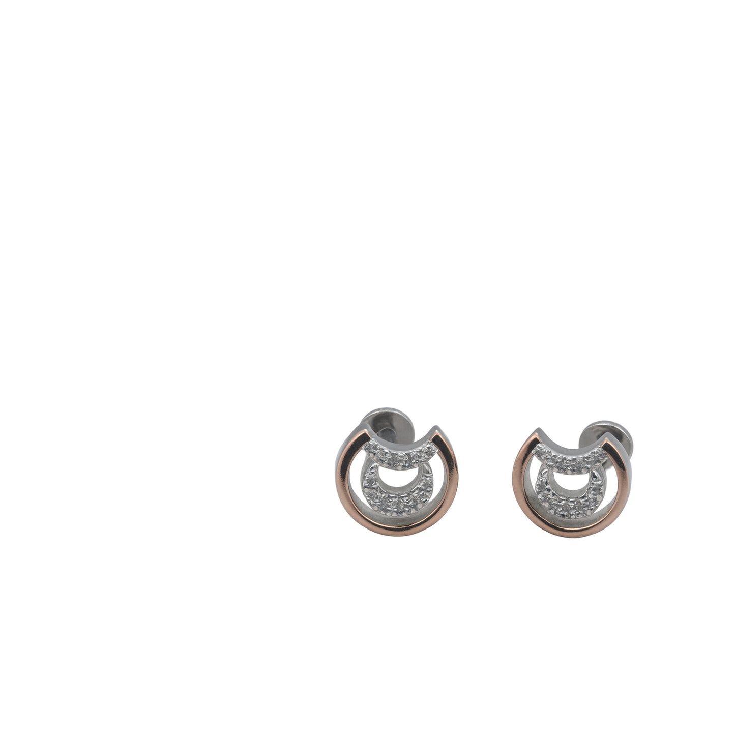 925 Sterling Silver Blue & White CZ Geometric Stud Earrings