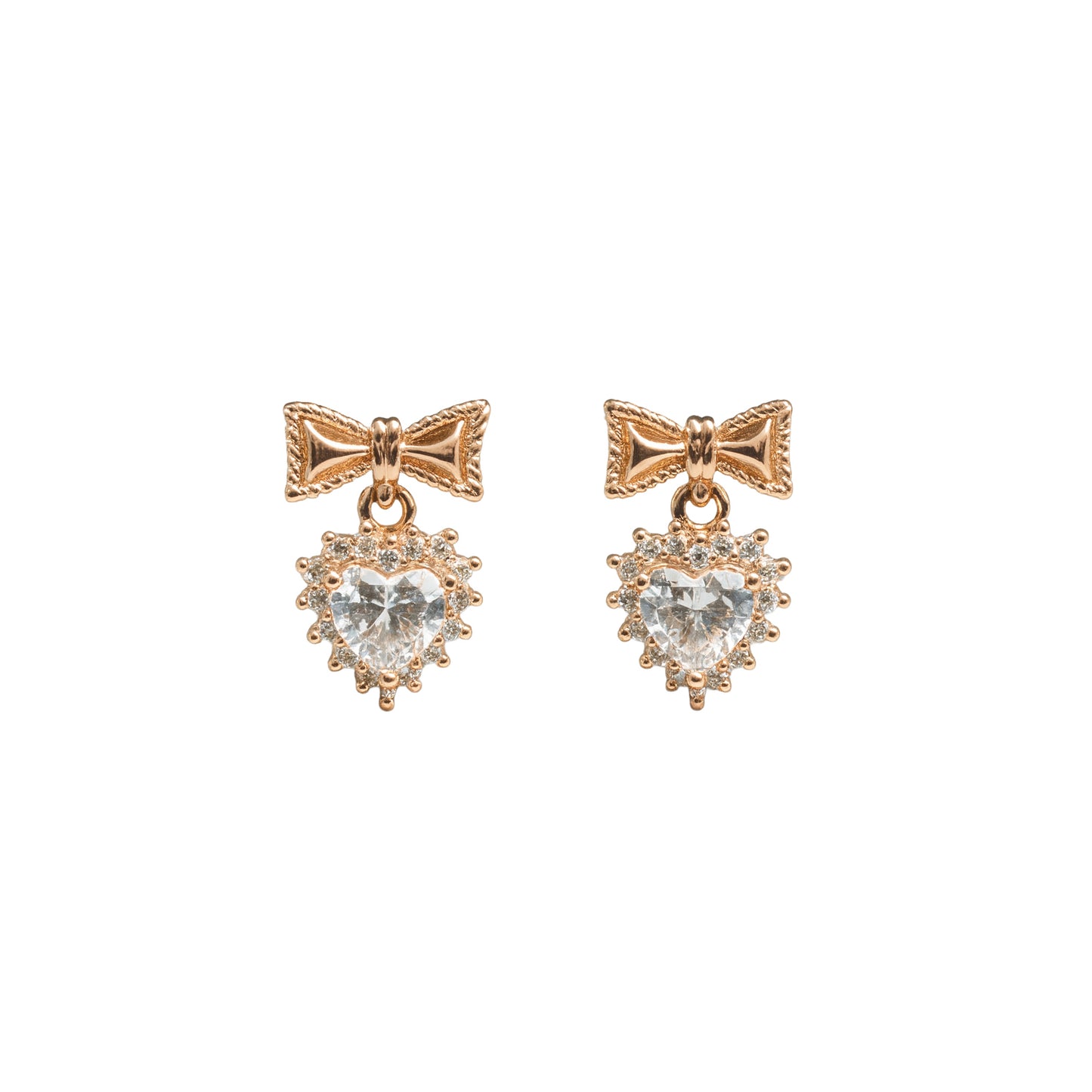 925 Sterling Silver Bow & Heart Dangling Earrings