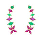 Pink & Green CZ Cluster Ear Cuff / Bluetooth Earring – 925 Sterling Silver with Gold Plating
