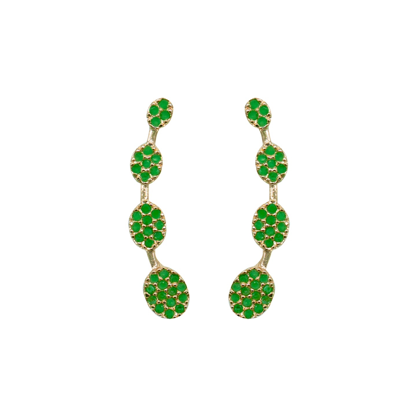 Emerald Green CZ Circle Ear Cuff / Bluetooth Earring – Gold Plated 925 Sterling Silver