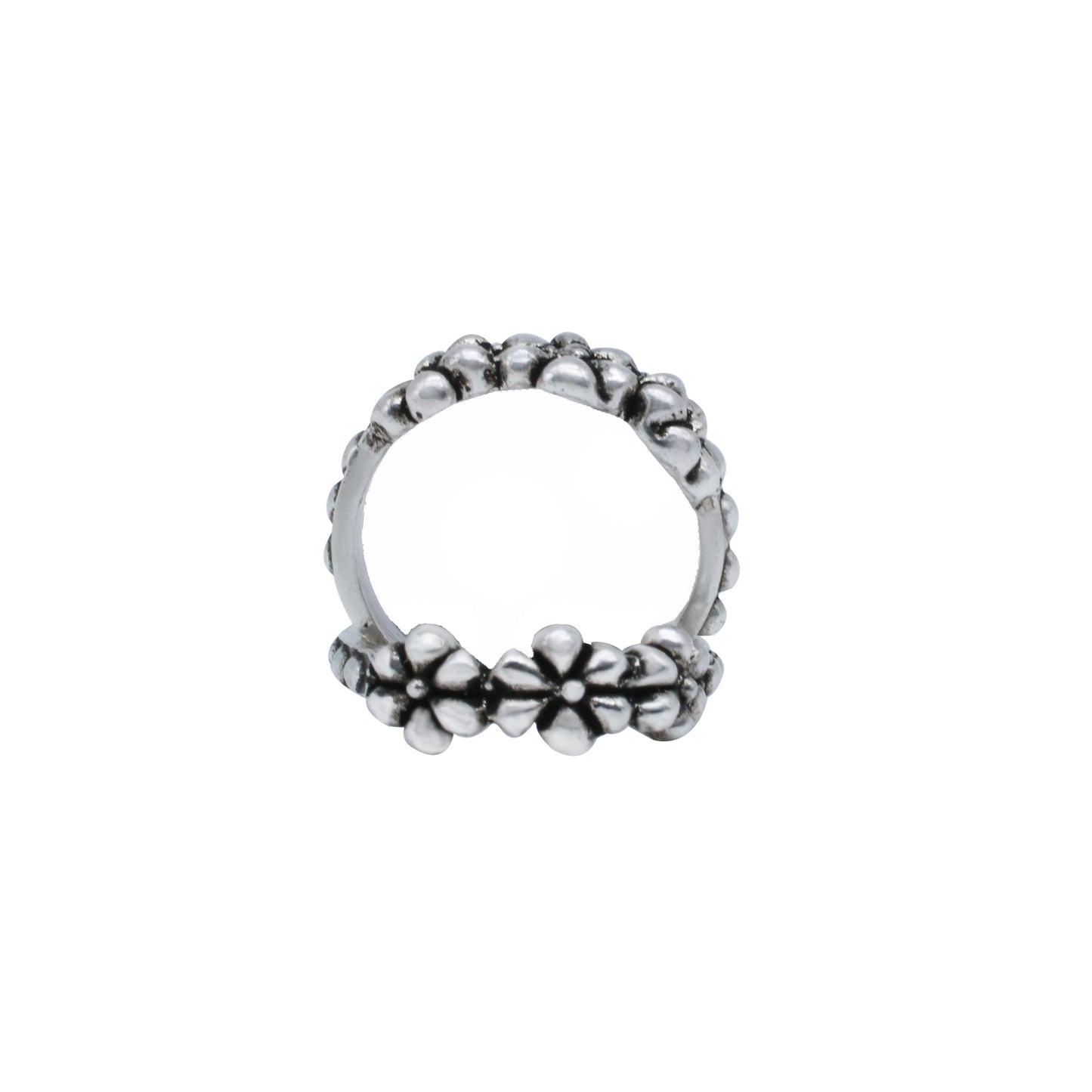 Oxidized Floral Toe Ring – 925 Sterling Silver Antique Finish