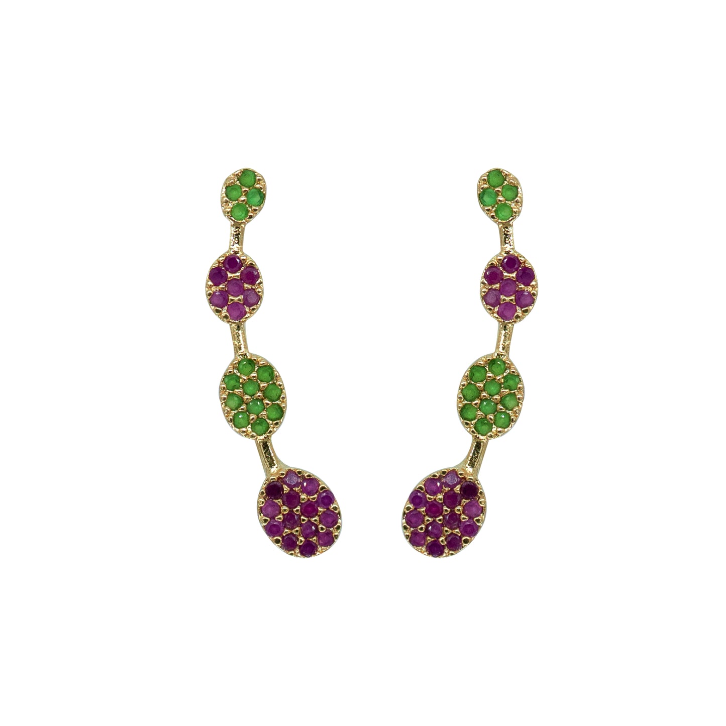 Dual Tone CZ Circle Ear Cuff / Bluetooth Earring – Gold Plated 925 Sterling Silver