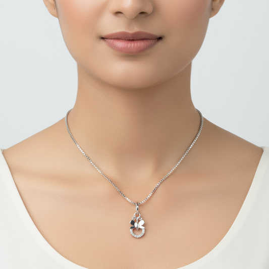 Royal Bloom Drop 925 Sterling Silver Necklace & Earring Set