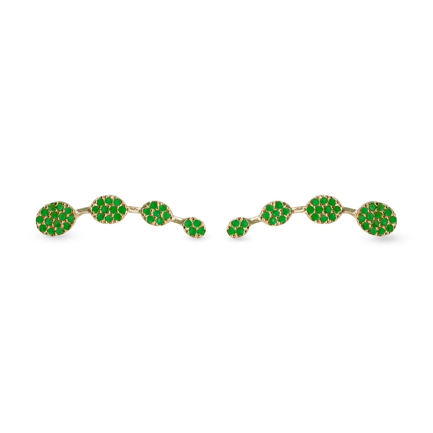 Emerald Green CZ Circle Ear Cuff / Bluetooth Earring – Gold Plated 925 Sterling Silver