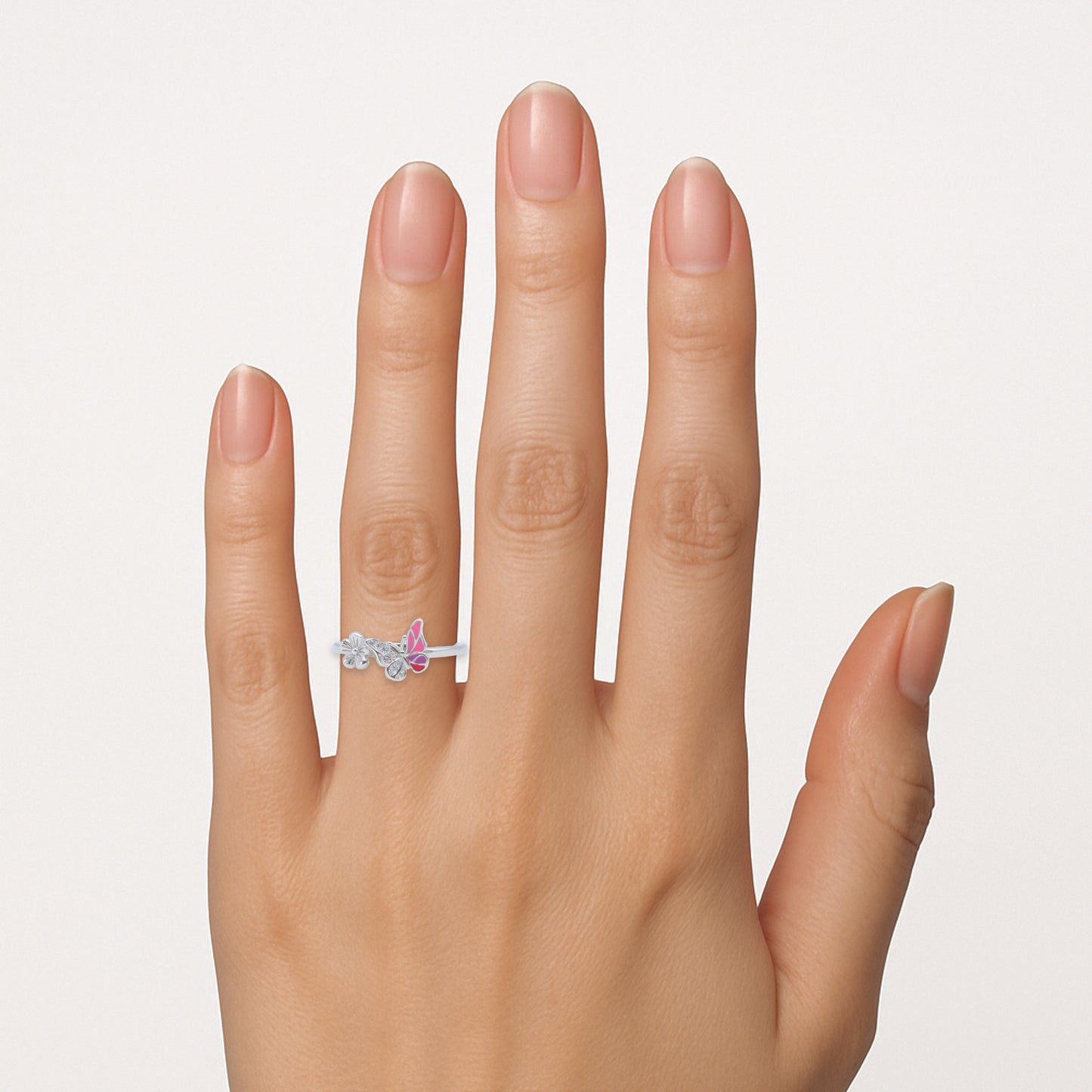 Butterfly Blossom Ring – Rhodium Plated 925 Sterling Silver