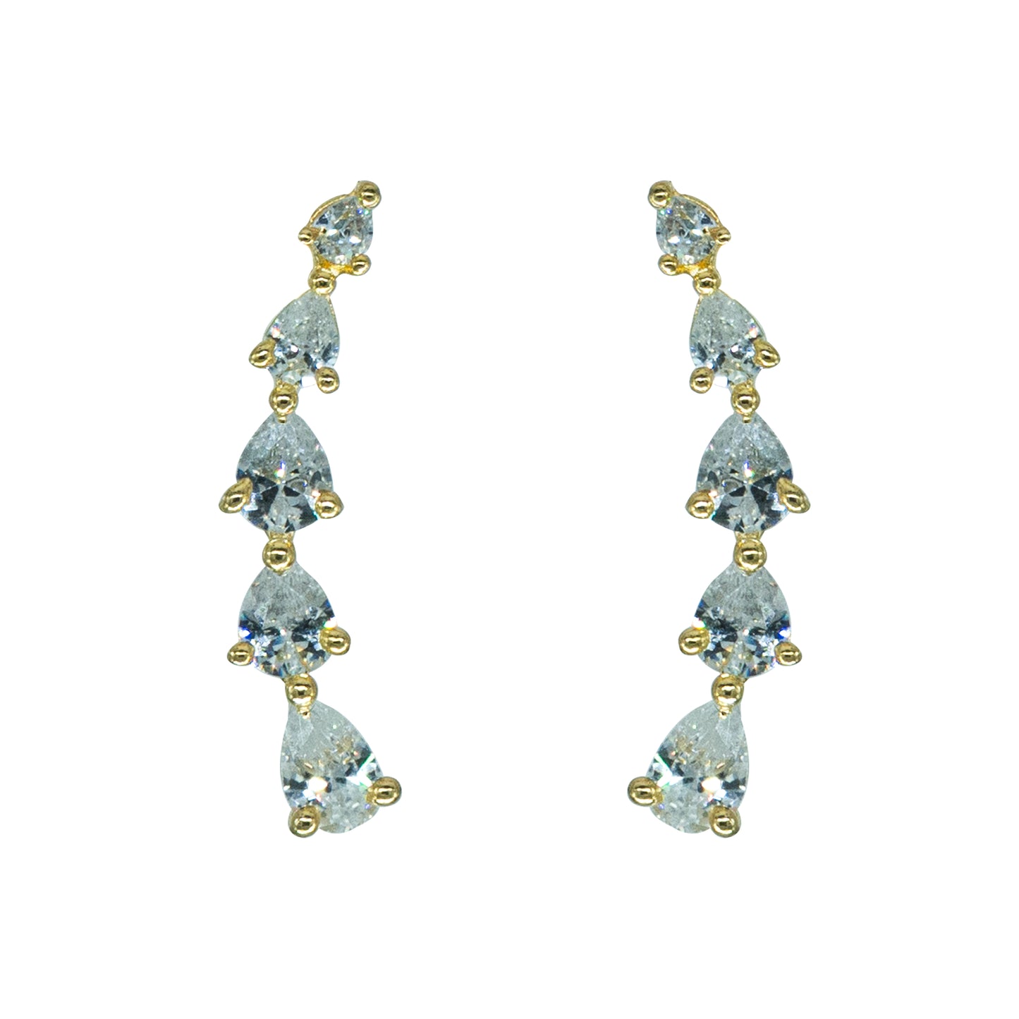 Teardrop CZ Ear Cuff / Bluetooth Earring – Gold Plated 925 Sterling Silver