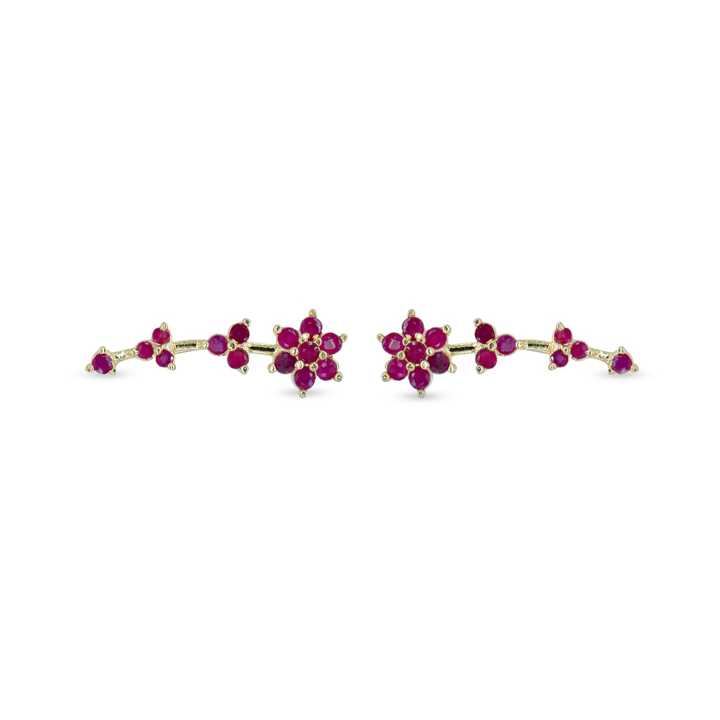 Pink Floral CZ Ear Cuff / Bluetooth Earring – Gold Plated 925 Sterling Silver