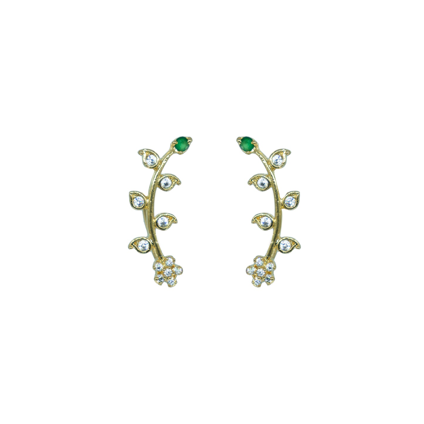 Green Leaf Vine Ear Cuff / Bluetooth Earring – Gold Plated 925 Sterling Silver