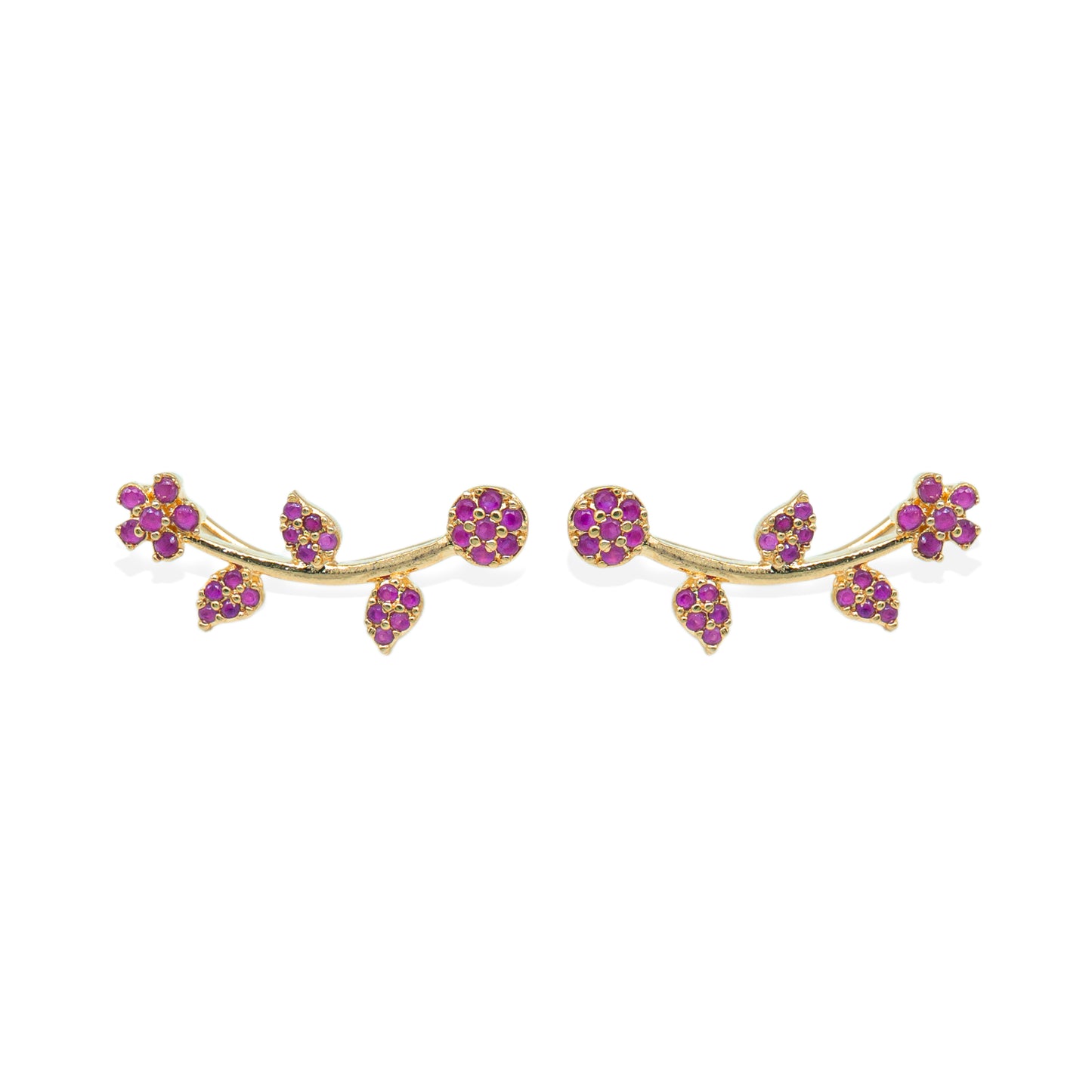 Pink Floral Ear Cuff / Bluetooth Earring – Gold Plated 925 Sterling Silver