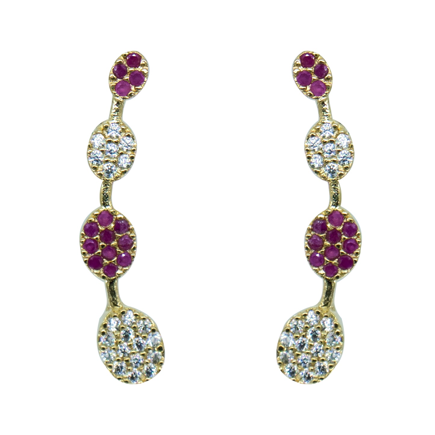 Dual Tone CZ Circle Ear Cuff / Bluetooth Earring – Gold Plated 925 Sterling Silver