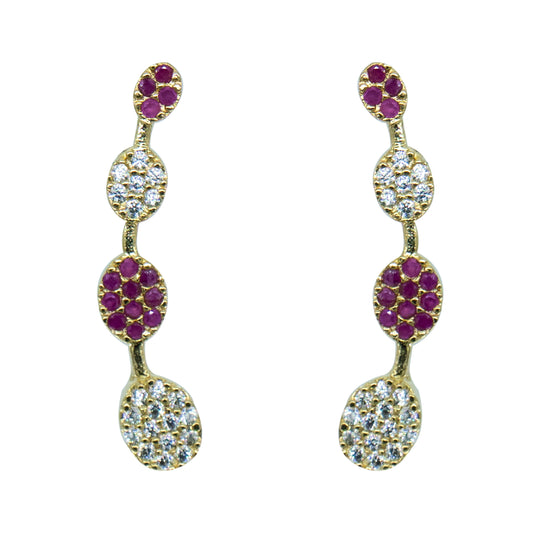 Dual Tone CZ Circle Ear Cuff / Bluetooth Earring – Gold Plated 925 Sterling Silver