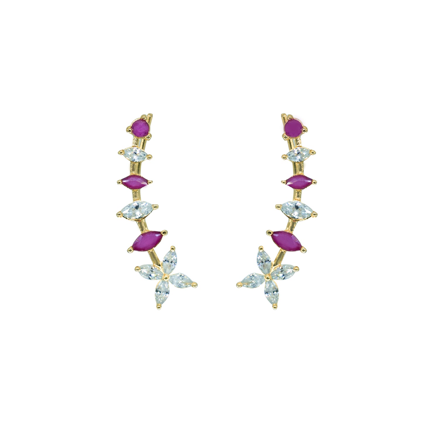 Dual-Tone Leaf Blossom Ear Cuff / Bluetooth Earring – Gold Plated 925 Sterling Silver
