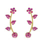 Pink Floral Ear Cuff / Bluetooth Earring – Gold Plated 925 Sterling Silver
