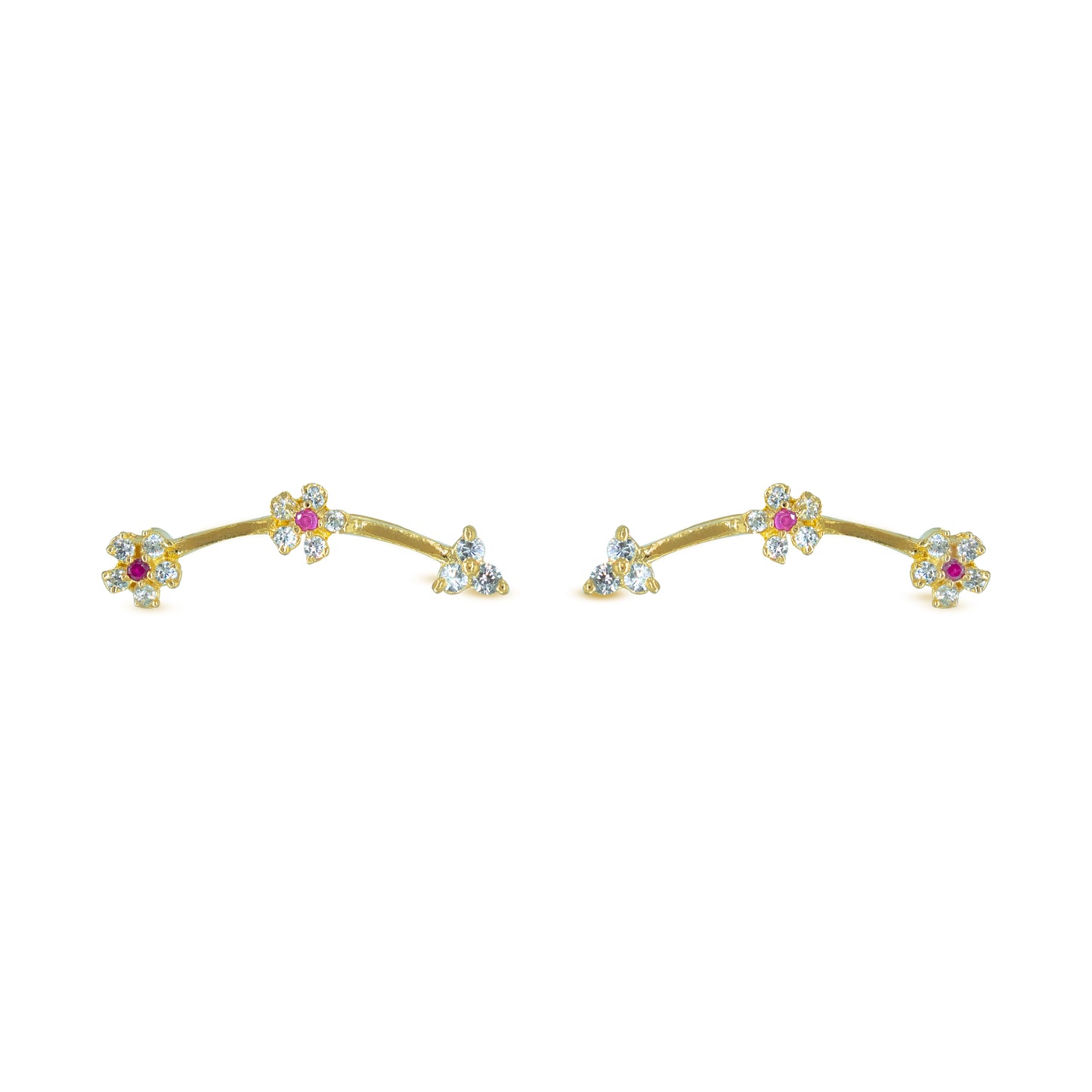 CZ Floral Bloom Ear Cuff / Bluetooth Earring – Gold Plated 925 Sterling Silver