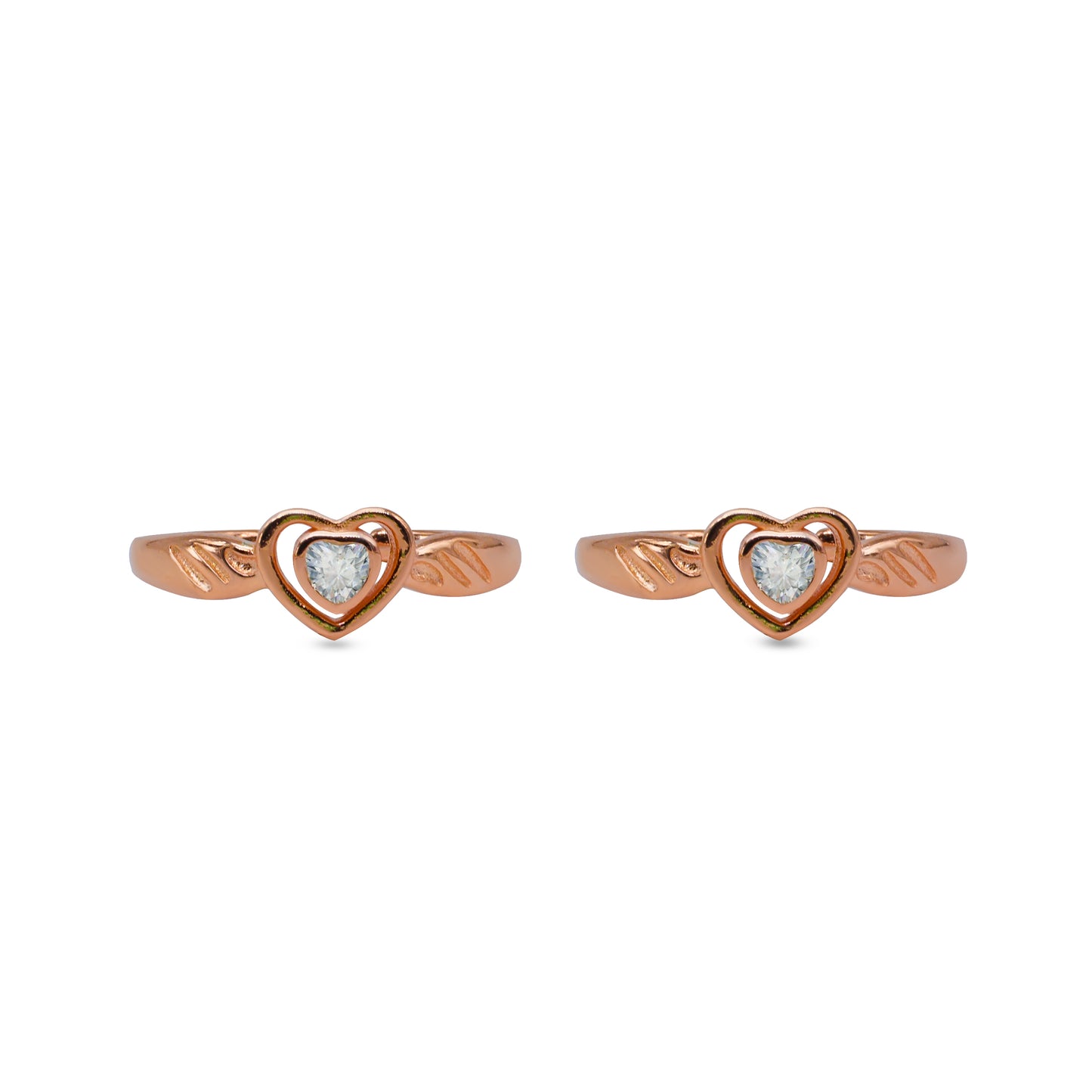 Rose Heart CZ Toe Ring – Rose Gold Plated 925 Sterling Silver